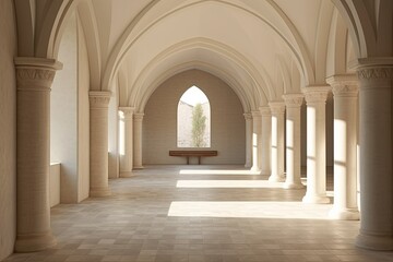 Minimalist Monastery Tranquility: Serene Interior Designs in Cloister Aesthetics