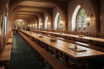 Monastic Dining Hall Serenity: Interior Designs of a Peaceful Monastery