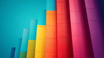 Creative Abstract 3D background. Rainbow Colors. Minimal Design, Harmony. Wall, Room, Building, Outdoor Space. Concrete, Stripes, Shapes. Art, Fun, Party. Equality, Diversity, Human Rights, Pride Flag