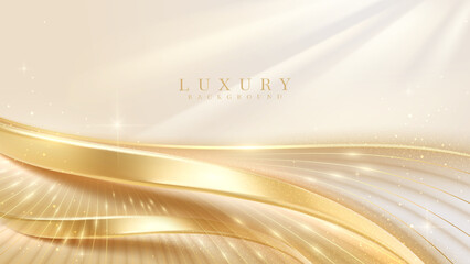 Luxury Abstract Gold Background with Glitter Light Effect Decoration.