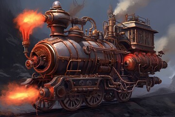 Obraz premium Steampunk Gadgetry Product Renders: Conceptual Steam-Powered Vehicles Special Edition