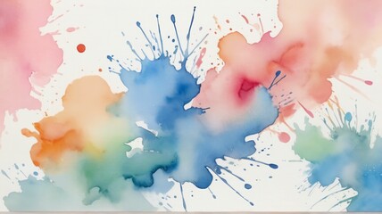 Pastel Watercolor Splashes With Line Art.Ai generative