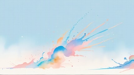 Pastel Watercolor Splashes With Line Art.Ai generative