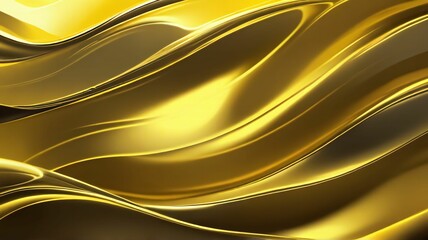 yellow Chrome Metal Wave Background.Ai generative