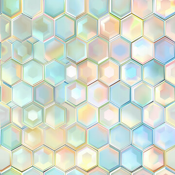 Colorful, holographic, geometric cubes with an irridescent pattern and metallic texture for technological background or wallpaper.