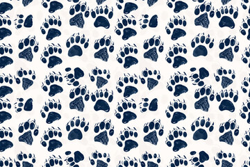 Blue Cat paws seamless pattern wallpaper.