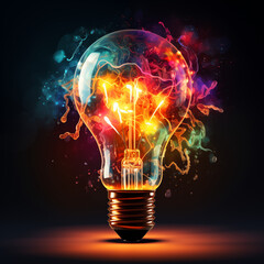 AI Colorful light bulb explosion glow illustration
