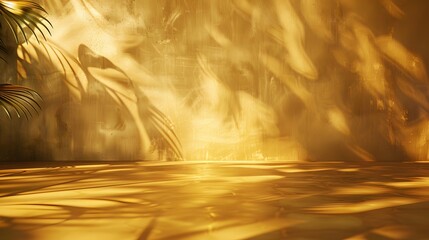 Abstract golden background with shadows for product displays or presentation scenes