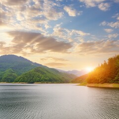 sunset over lake