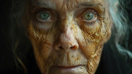 Dive into the intricate tapestry of a weathered face, where each line tells a story of resilience and grace, captured in the rich tones of cinematic photography.