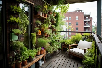 Fototapeta na wymiar Urban Loft Balcony Gardens: A Vibrant Lifestyle Collection