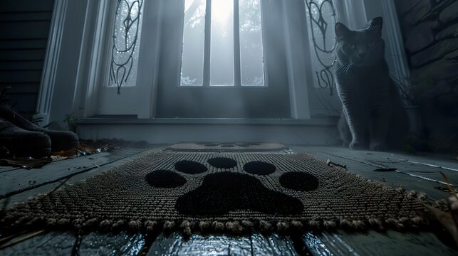 Door mat Witchs cat paw print