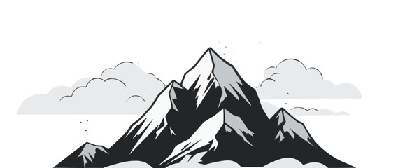 Mountain | Minimalist and Simple Line White background - Vector illustration