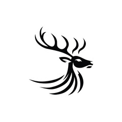 Deer Vector Logo Black And White