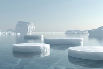 Floating ice floe in sea of the North Pole.Perfect platform for showing your products. 