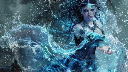 Water element woman goddess fantasy human representation