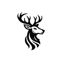 Deer Vector Logo Black And White