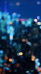 Bokeh background in city and night skyscrapers in blurry night. Blurry photo. Cityscape background