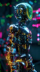 Futuristic robot glowing circuits