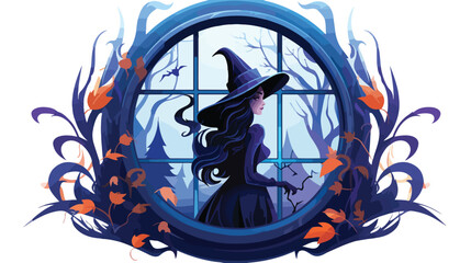 Witch Window ClipArt 2d flat cartoon vactor illustr