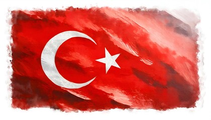 Watercolor illustration of turkish flag