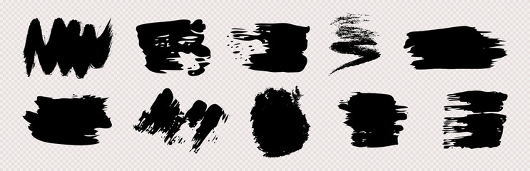 Set of black grunge brush strokes