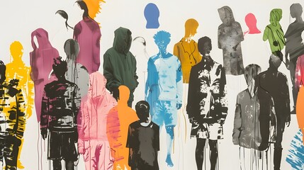 pattern with colorful people