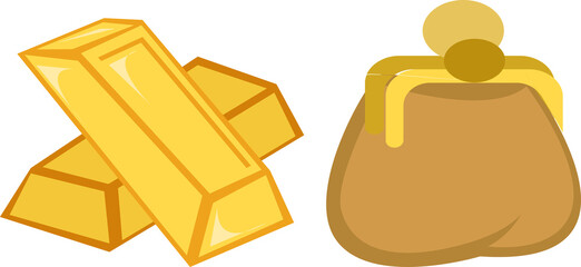 gold bars and sacks of gold illustration © ITrWorks