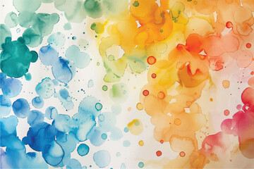 Abstract shapes dance in a vibrant symphony of watercolor droplets, forming a dreamlike scene.