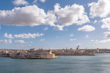 Panoramic view of the Grand Harbour and Valletta Bay, Malta