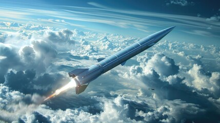 rockets fly in the sky. selective focus - obrazy, fototapety, plakaty