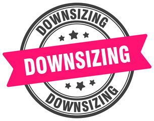 downsizing stamp. downsizing label on transparent background. round sign