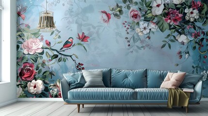 Flowers Mural Pastoral Floral Modern Fashion 3D Seamless Wall Painting Bedroom Living Room Background