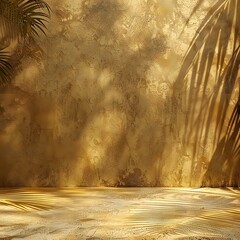 Abstract golden background with shadows for product displays or presentation scenes
