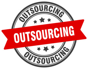 Fototapeta premium outsourcing stamp. outsourcing label on transparent background. round sign