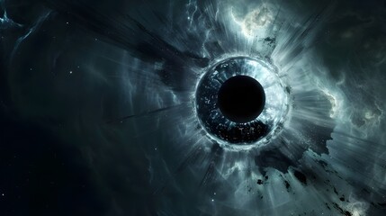 Open eye in space digital illustration artwork abstract planetarium
