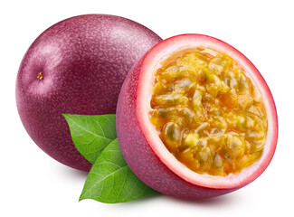 Passion fruit. Passion isolated on white background. Passion maracuya with clipping path