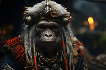 Monkey In tribal style