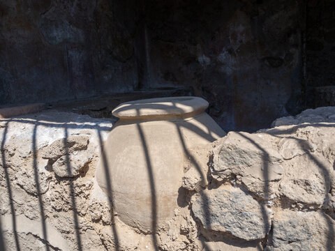 Ancient jar,ruins in Pompeii Italy