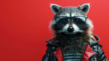 raccoon in glasses. selective focus