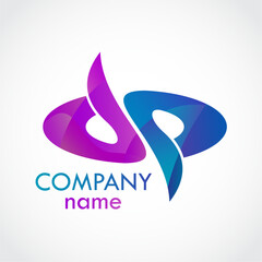 purple blue square abstract logo, vector illustration