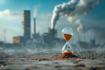 Hourglass with Running Sand - Concept of Time - Time is Money - Time is Running Out. Beautiful simple AI generated image in 4K, unique. - obrazy, fototapety, plakaty