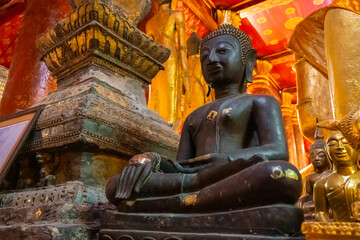 The Buddha statue at Wat Mai Suwannaphumaham in Luang Prabang, Laos
