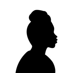 Vector illustration of black woman silhouette on transparent background