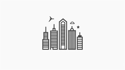 Explore the elegance of minimalist urban architecture in this captivating skyline illustration