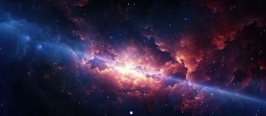 A mesmerizing cluster of stars in a purple cumulus cloud resembling a galaxy - obrazy, fototapety, plakaty