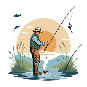 recommend clip art:  A Fishermen Catching Fish Fishing
