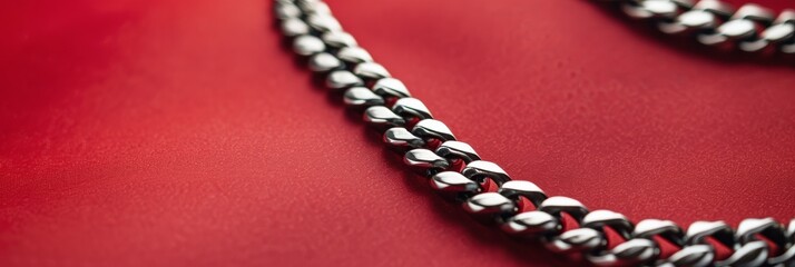 Elegant 925 sterling silver cuban chain link on a background surface showcasing a luxurious design and reflective quality. Product design inspiration for jewelry