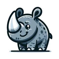 cartoon mascot of an adorable rhino with horns