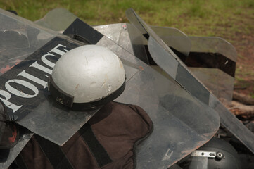 Old equipment set of riot police